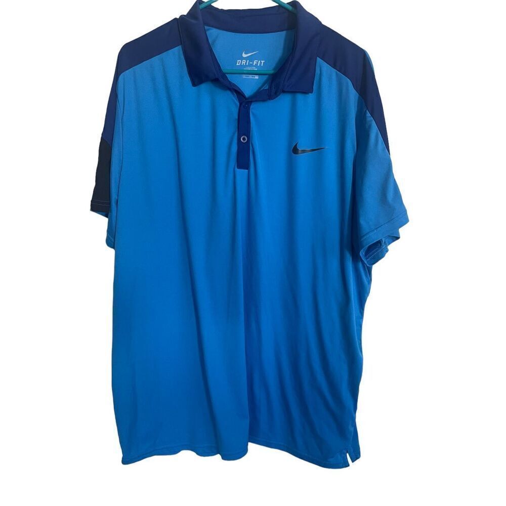 Nike Dri-Fit Mens Blue Short Sleeve Golf Polo Shirt Size 2XL